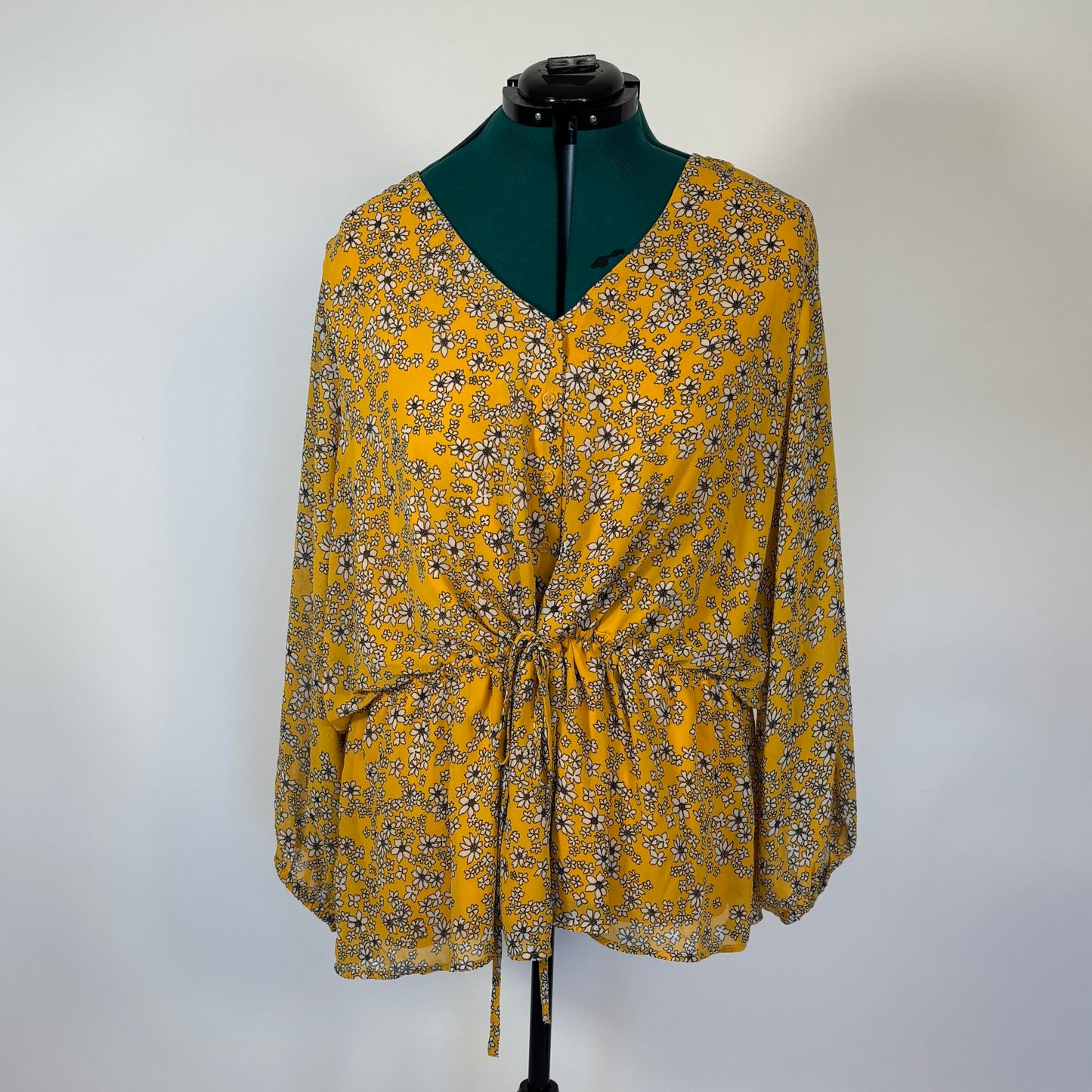 Lane Bryant Yellow and White Floral Peasant Top