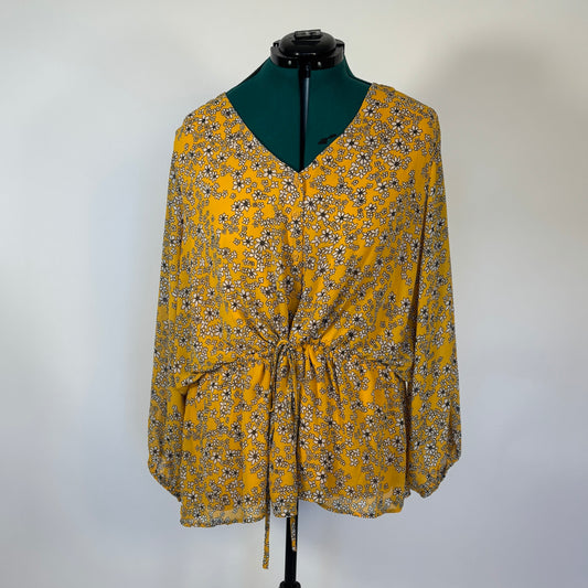 Lane Bryant Yellow and White Floral Peasant Top