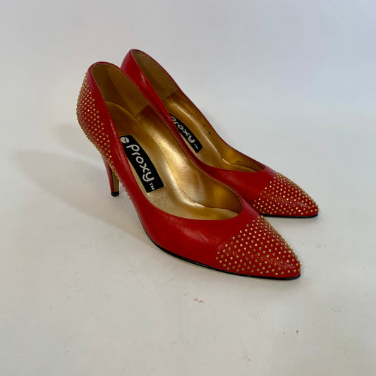 Sz 8 Vintage Proxy Red Leather Heels