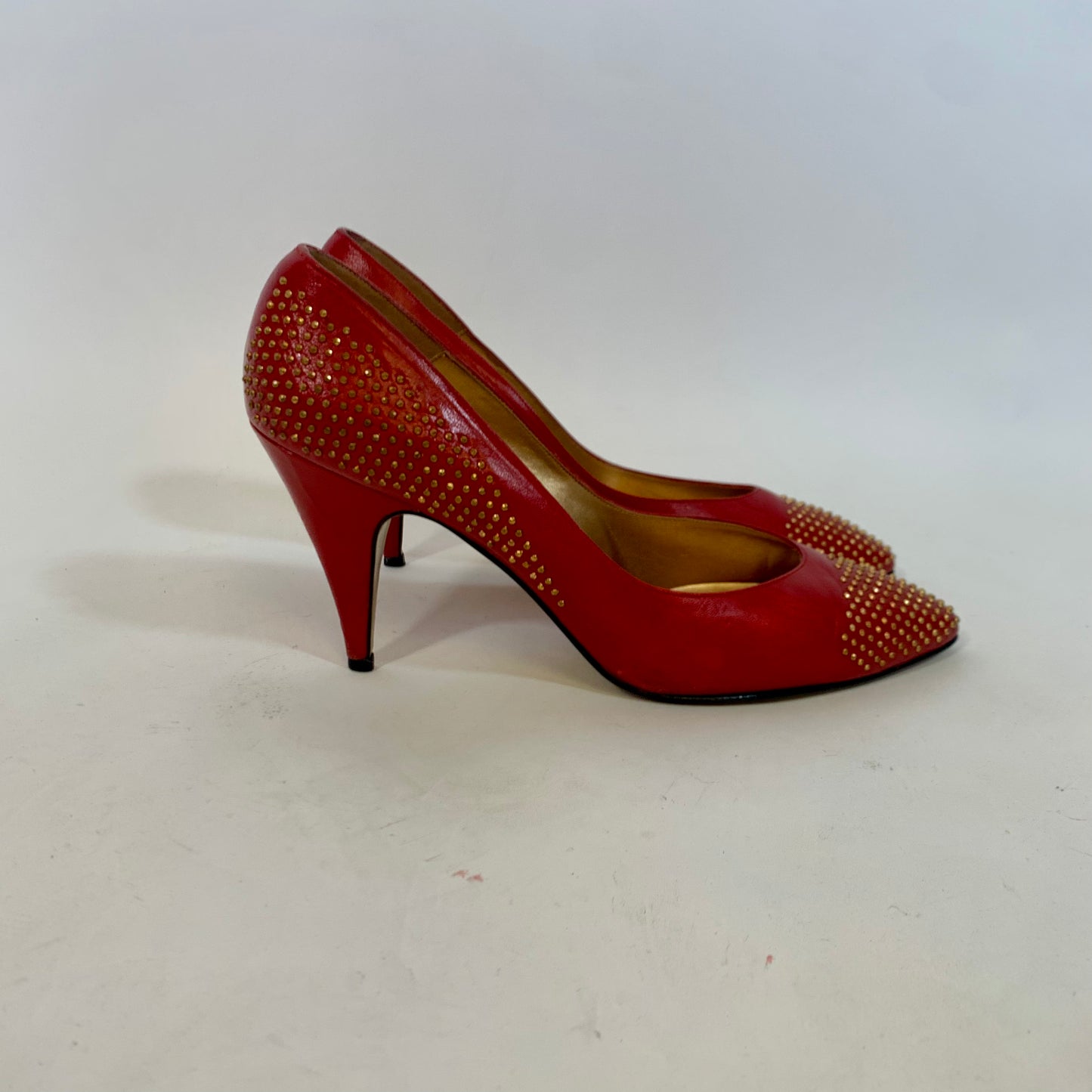 Sz 8 Vintage Proxy Red Leather Heels