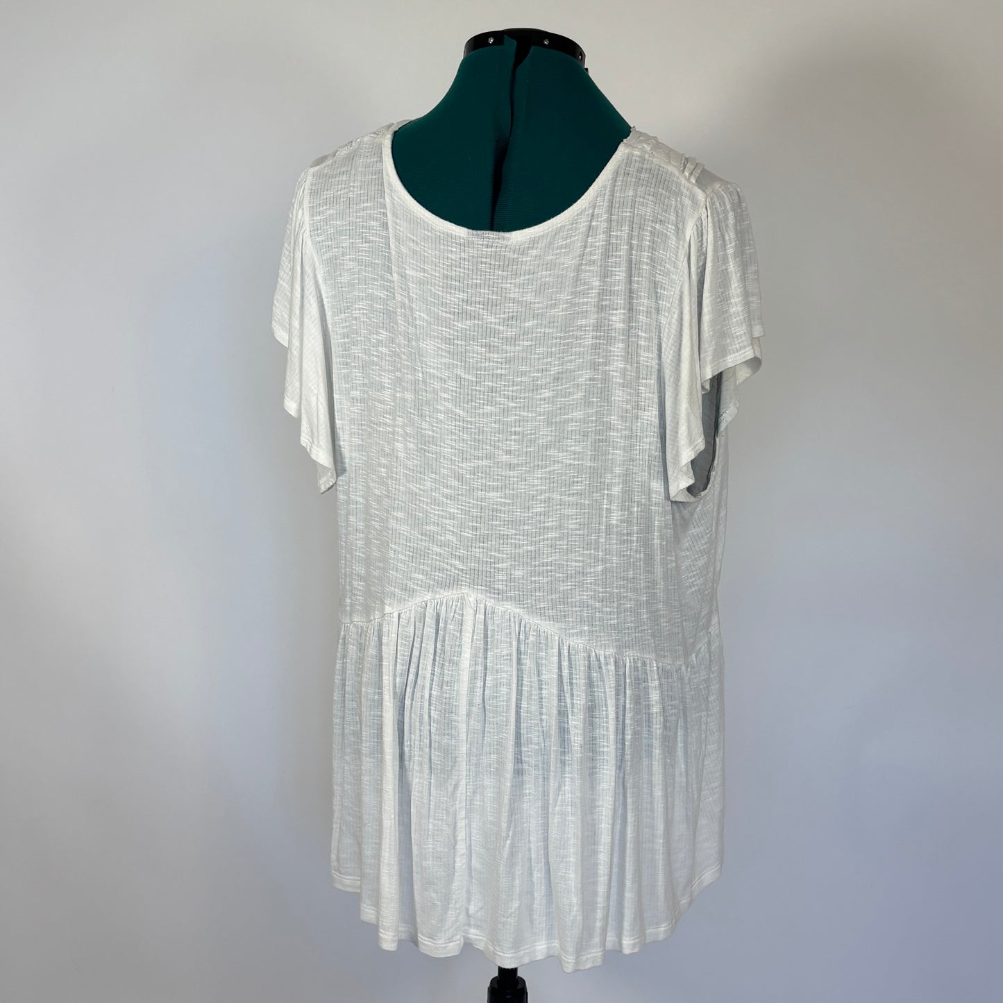 Torrid White V Neck Babydoll Top with Crochet Lace Details