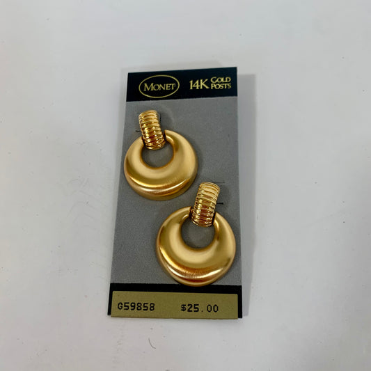 Vintage Deadstock Monet 14K Gold Doorknocker Earrings