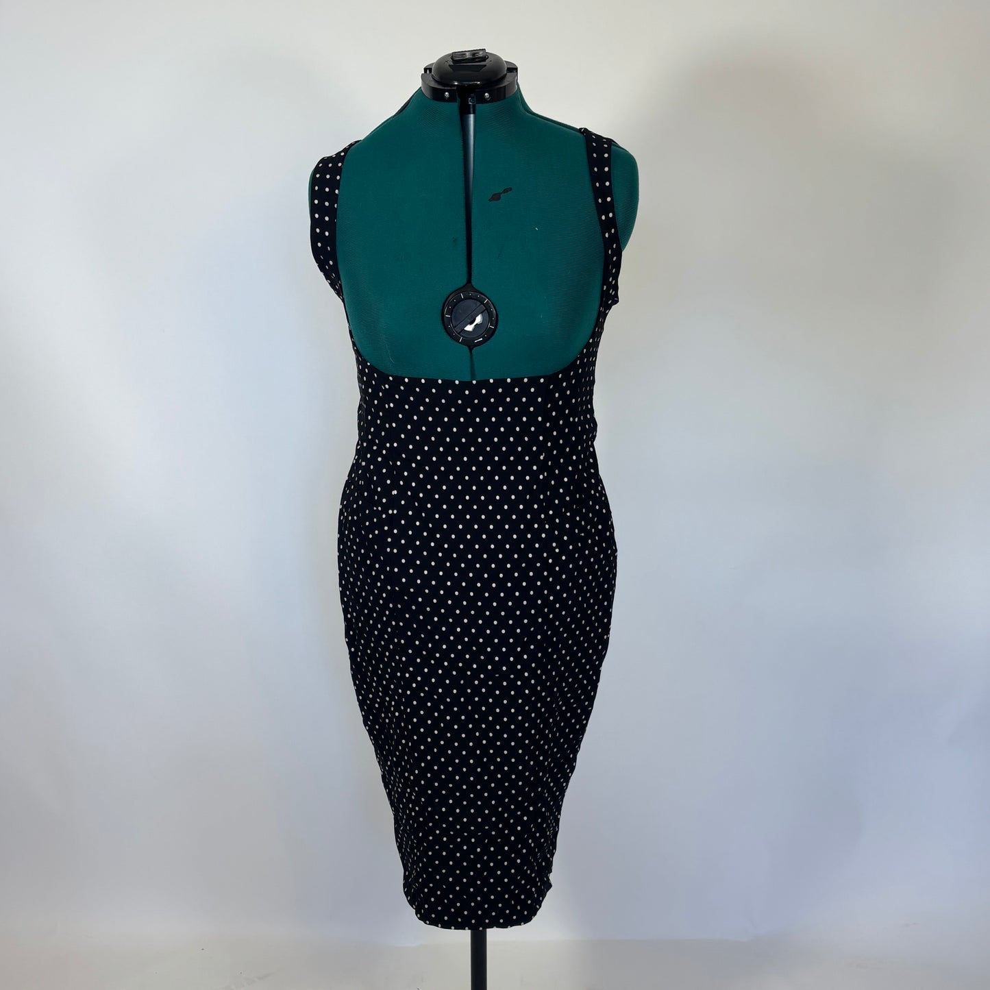 Unique Vintage Black and White Polka Dot Overdress