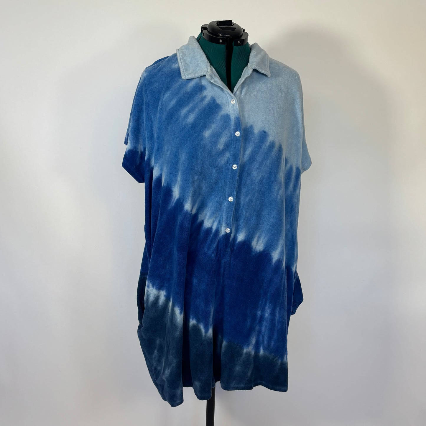 TomboyX Blue Tie Dye Terrycloth Romper/ Cover Up