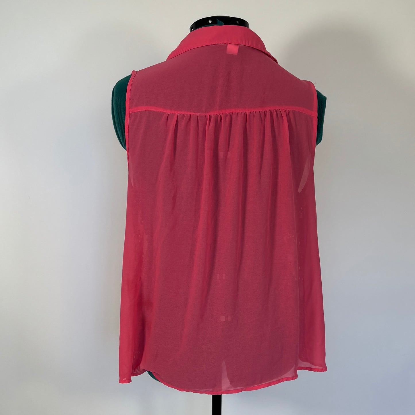 Torrid Pink Sleeveless Button Down with Floral Eyelet Design