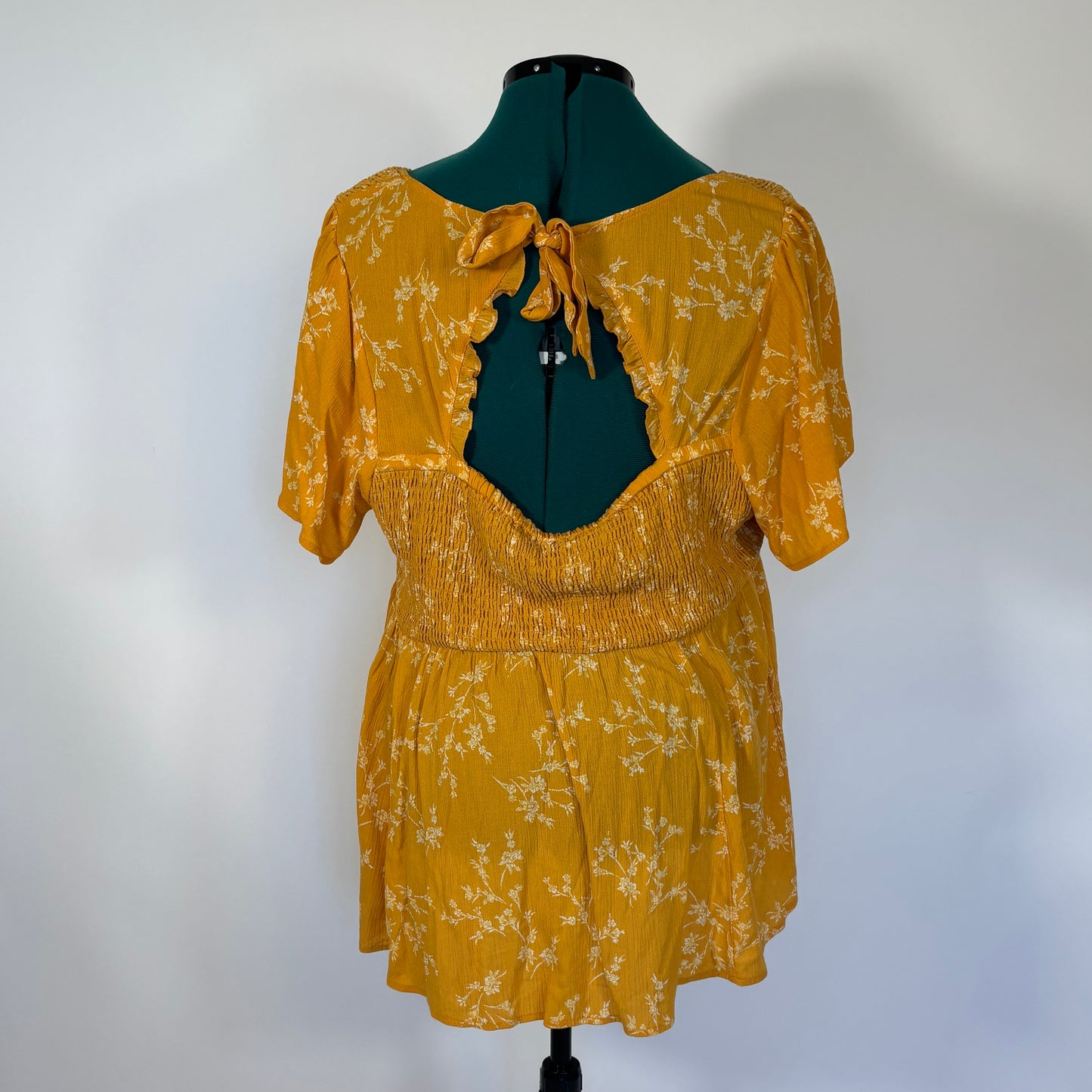 Torrid Mustard Yellow Floral Babydoll Top