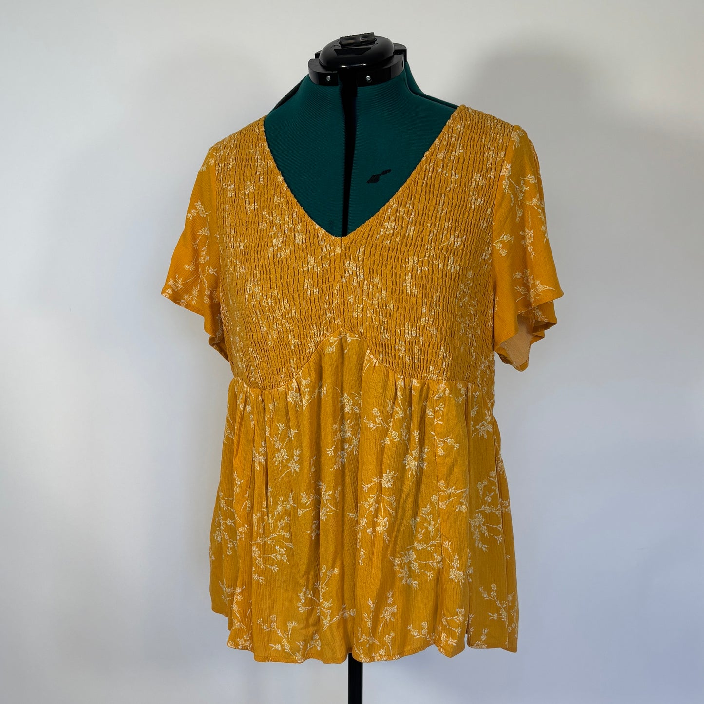 Torrid Mustard Yellow Floral Babydoll Top