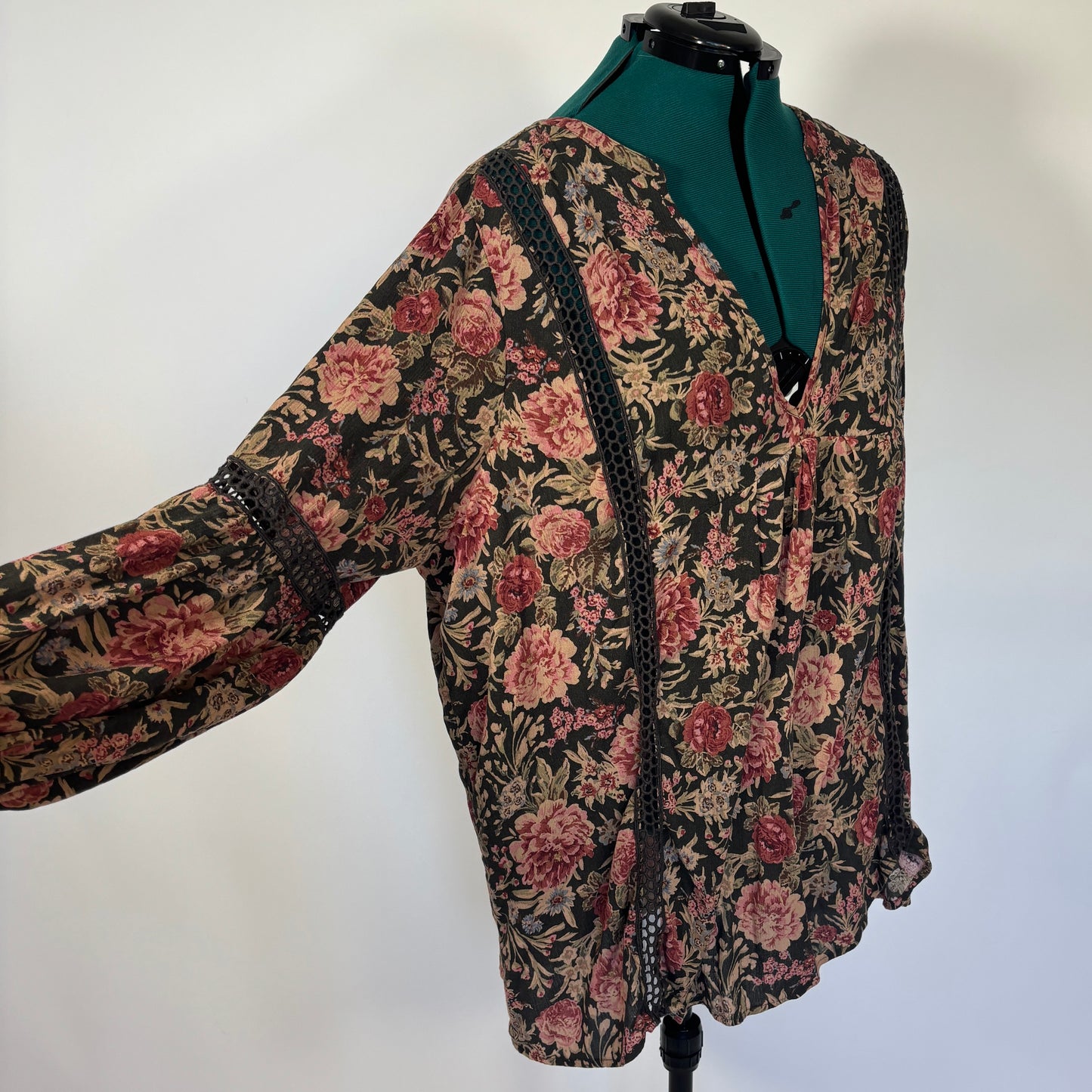 Torrid Festi Dark Floral Peasant Top