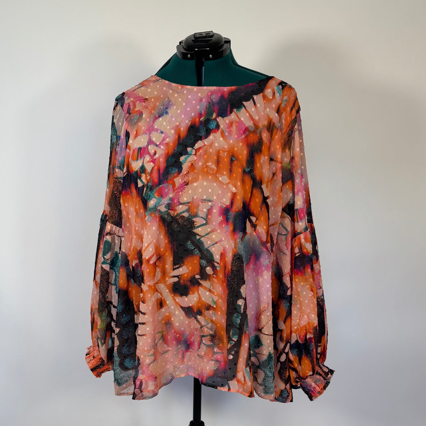 Torrid Abstract Watercolor Balloon Sleeve Top