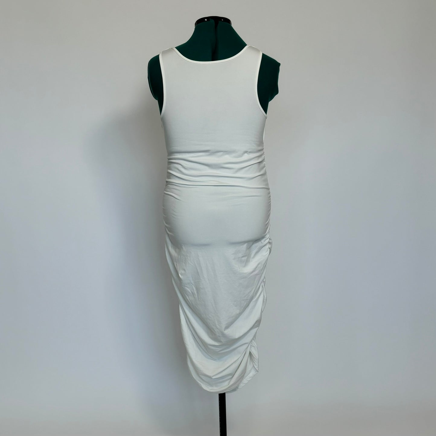 White Tank Dress with Ruched Sides