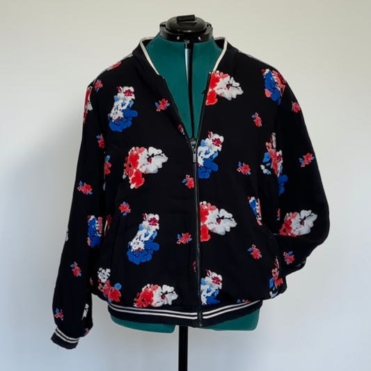 Black Floral Bomber Jacket