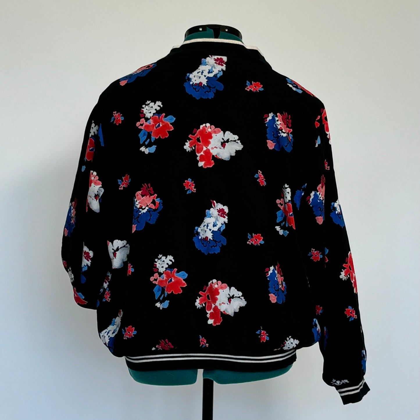 Black Floral Bomber Jacket