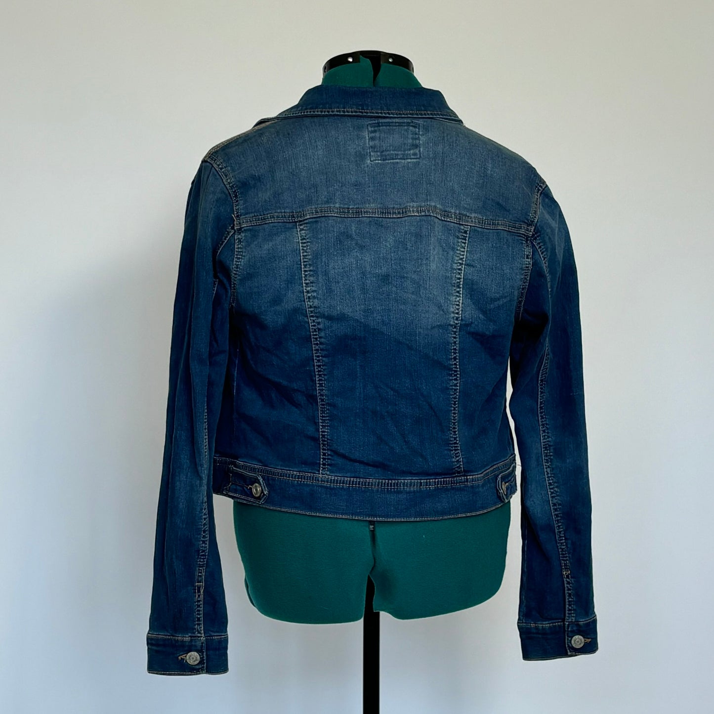 Cropped Medium Wash Denim Jacket