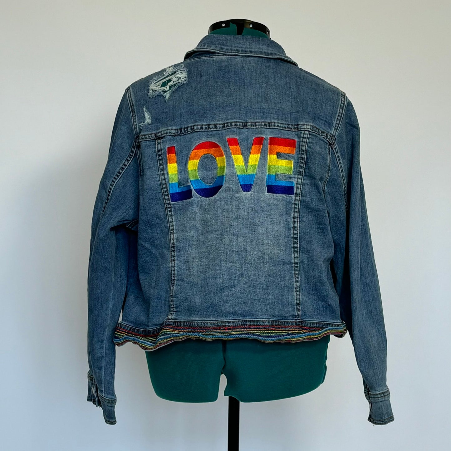 Embroidered Denim “Love” Pride Jacket