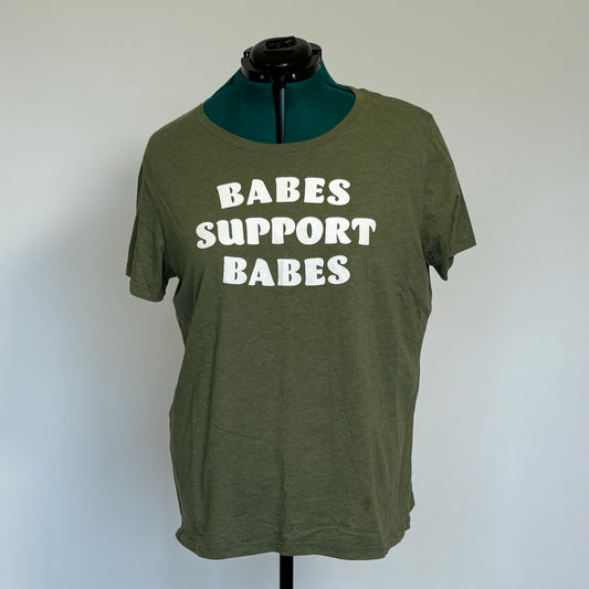 “Babes Support Babes,” Olive Green Graphic Tee