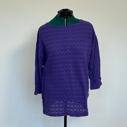 Vintage Purple Open Knit 3/4 Sleeve Top