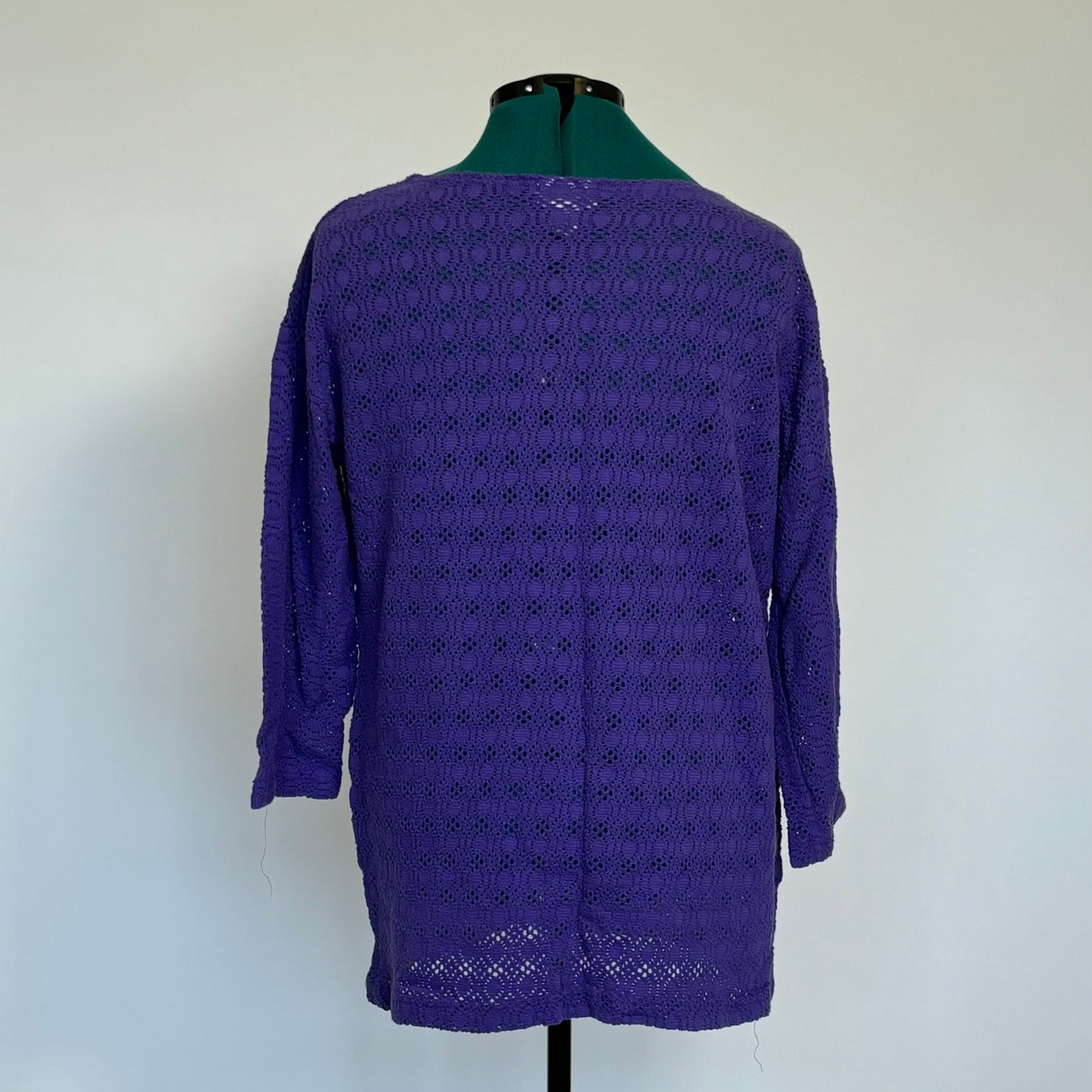 Vintage Purple Open Knit 3/4 Sleeve Top