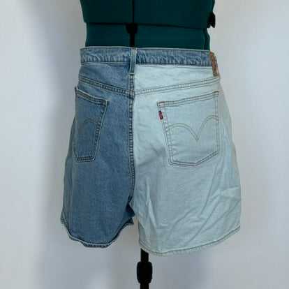 Two-Tone Light Colored Denim Shorts