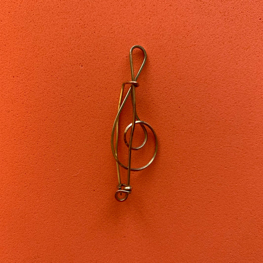 Vintage Gold-Toned Music Note Brooch