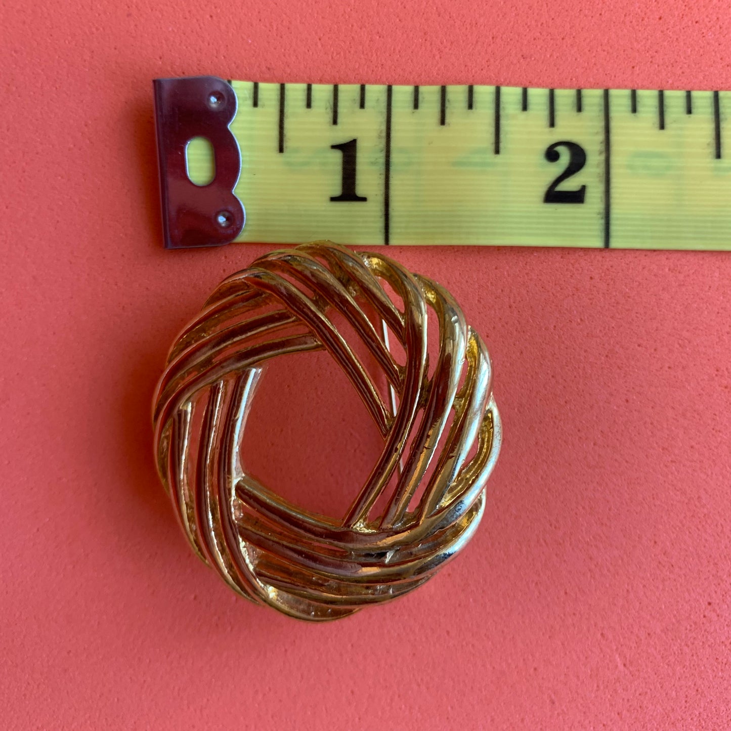 Vintage Gold-Toned Woven Warp Brooch