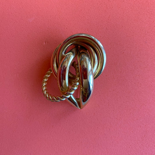 Vintage Gold-Toned Woven Warp Brooch