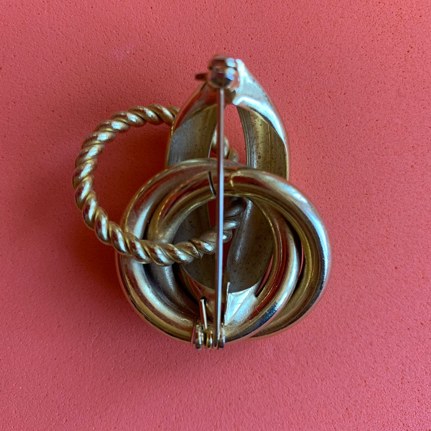 Vintage Gold-Toned Woven Warp Brooch