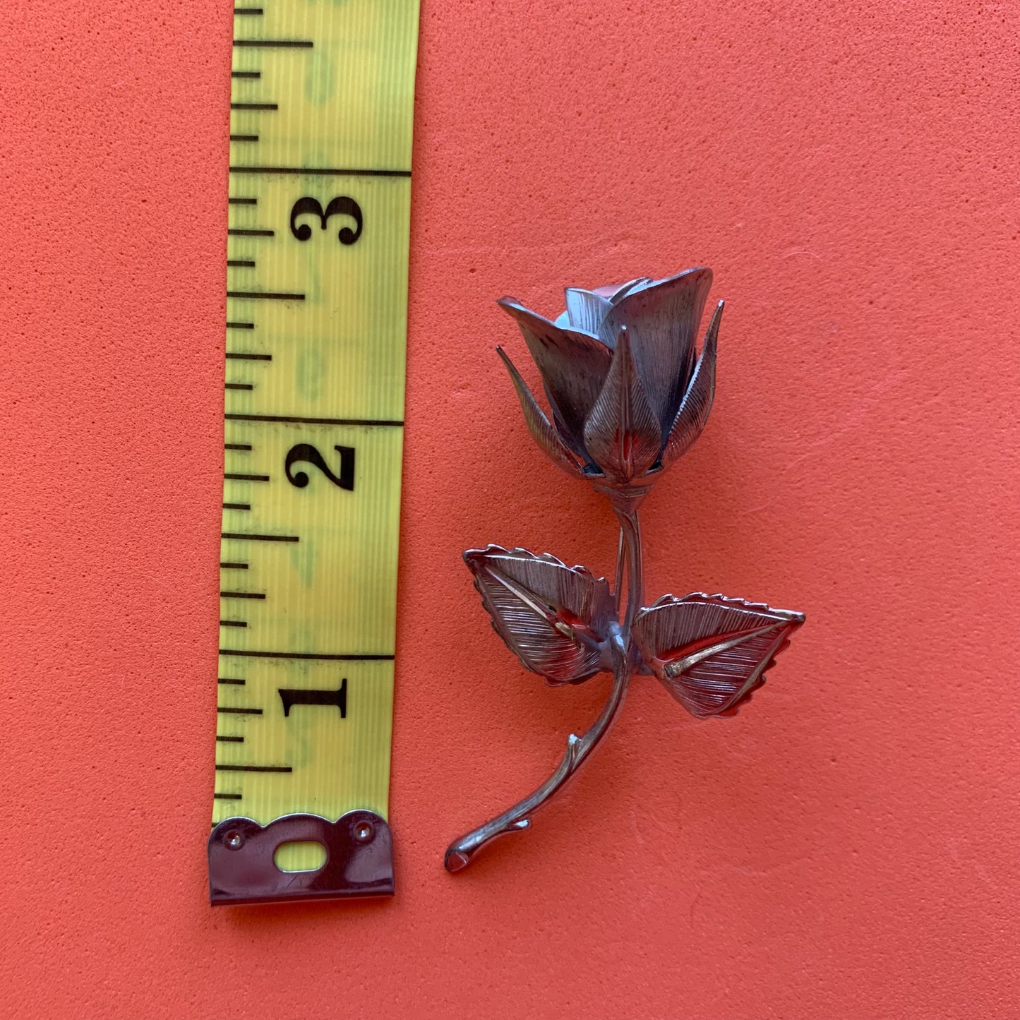 Vintage Silver-Toned Rose Brooch