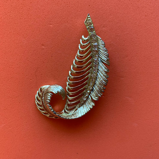 Vintage Gold-Toned Feather Brooch