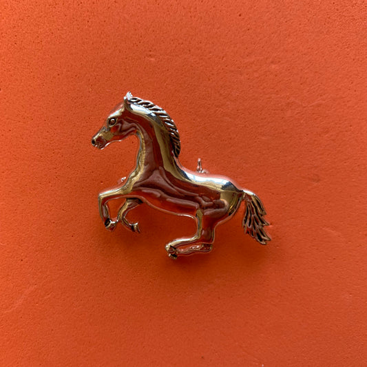 Vintage Silver-Toned Horse Brooch