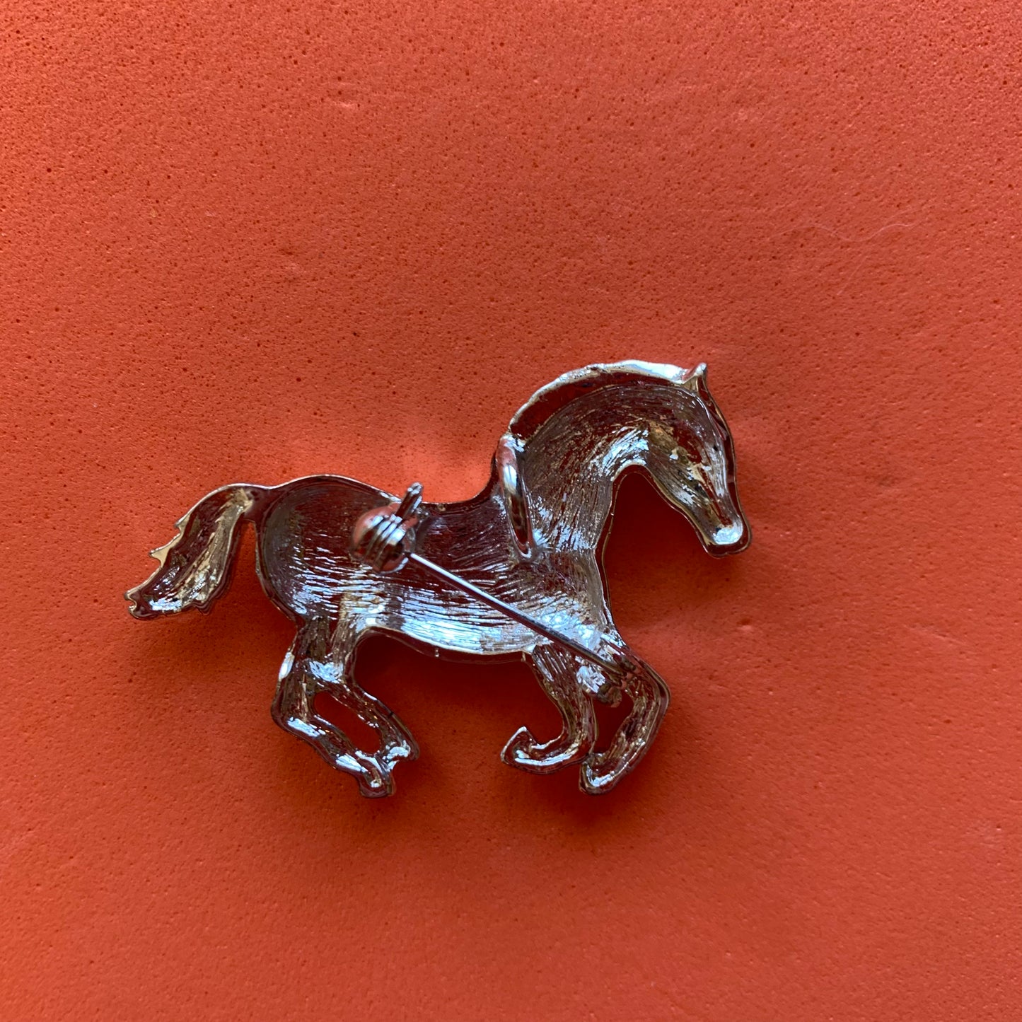 Vintage Silver-Toned Horse Brooch