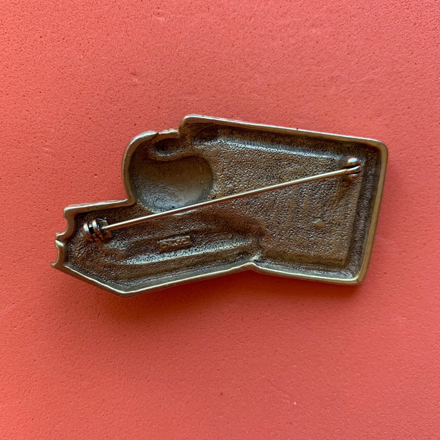 Vintage Gold-Toned Enamel Best Teacher Apple Chalkboard Brooch