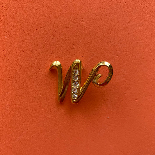 Vintage M or W Alphabet Letter Brooch