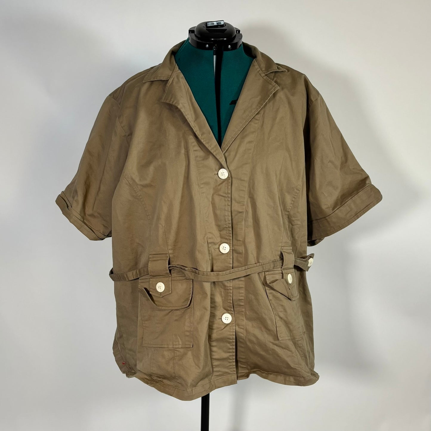 Ulla Popken Olive Green Short Sleeve Jacket Top