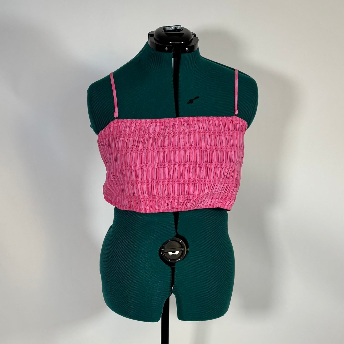 Pink Shirred Cropped Tank