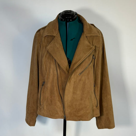 Camel Faux Suede Moto Jacket