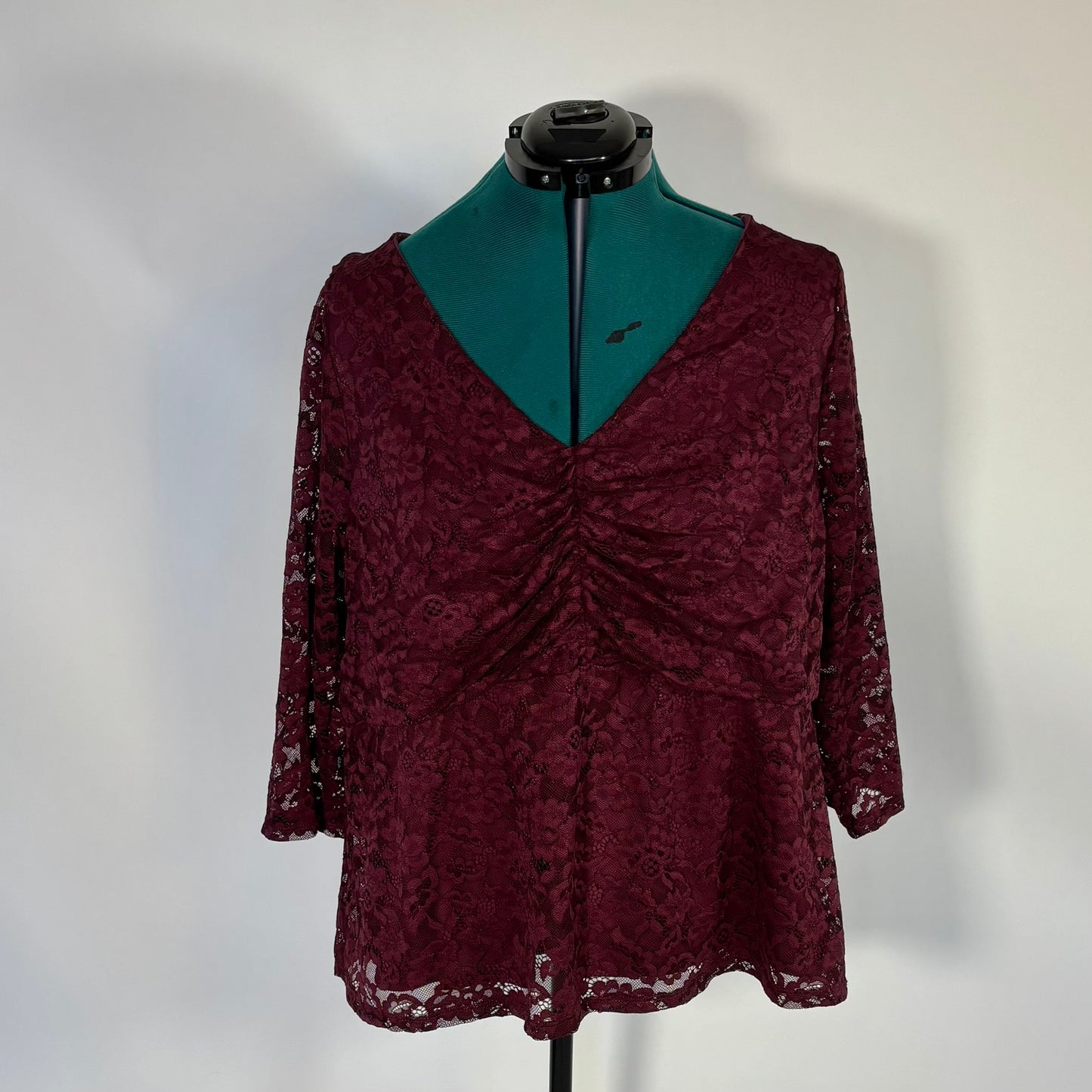 Burgundy Lace Overlay Top