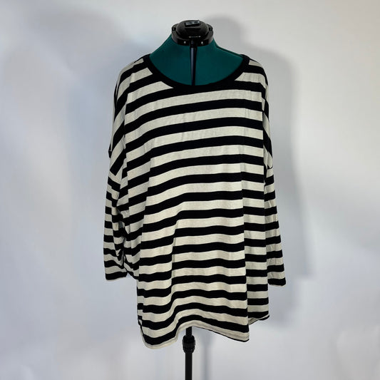 Black and White Stripe Drop Shoulder Long Sleeve Top NWT