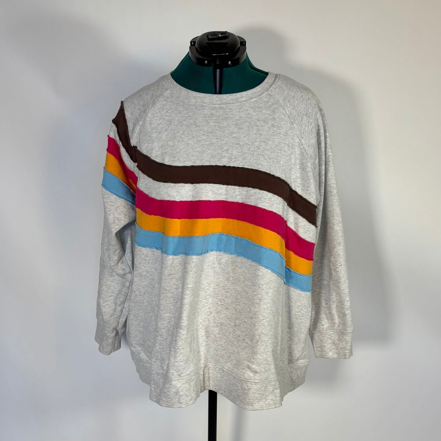 Torrid Ash Grey and Rainbow Crewneck Sweatshirt