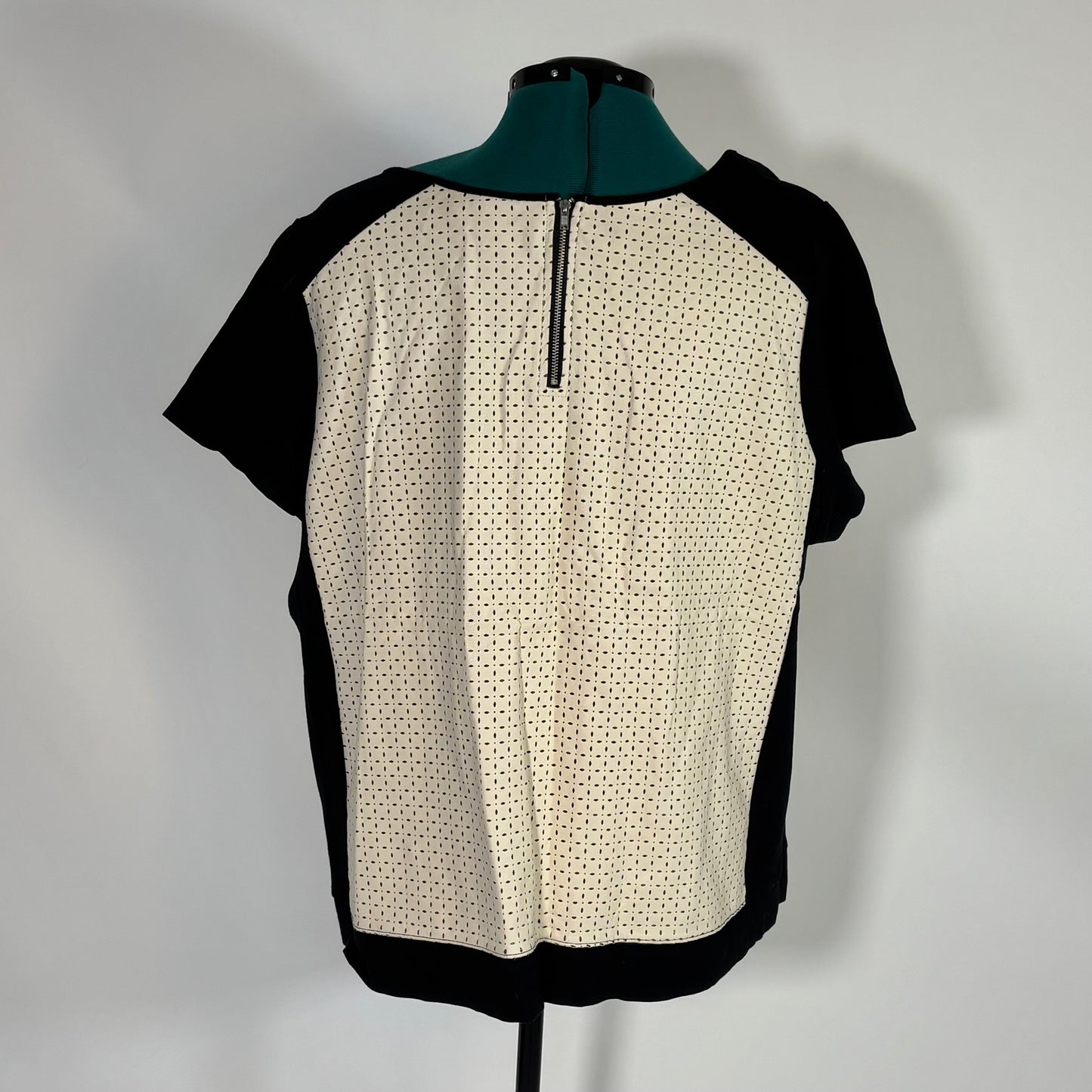 Cream and Black Faux Leather Lasercut Design Top