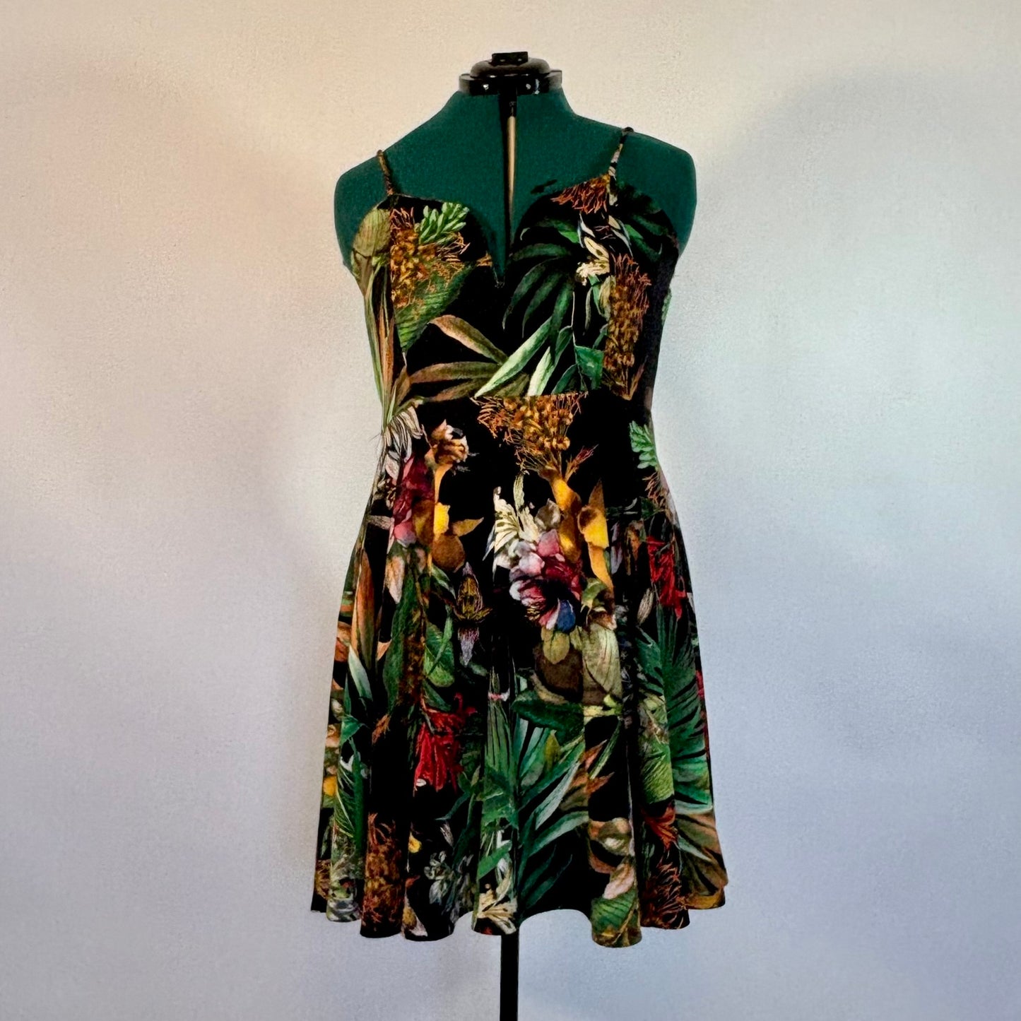 Tropical Print Fit and Flare Mini Dress