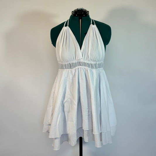 White Tiered Ruffle Halter Top