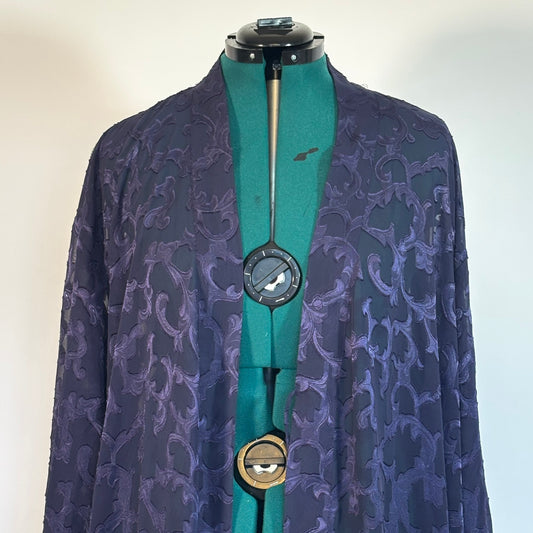 Vintage Victoria's Secret Gold Tag Navy Filigree Robe