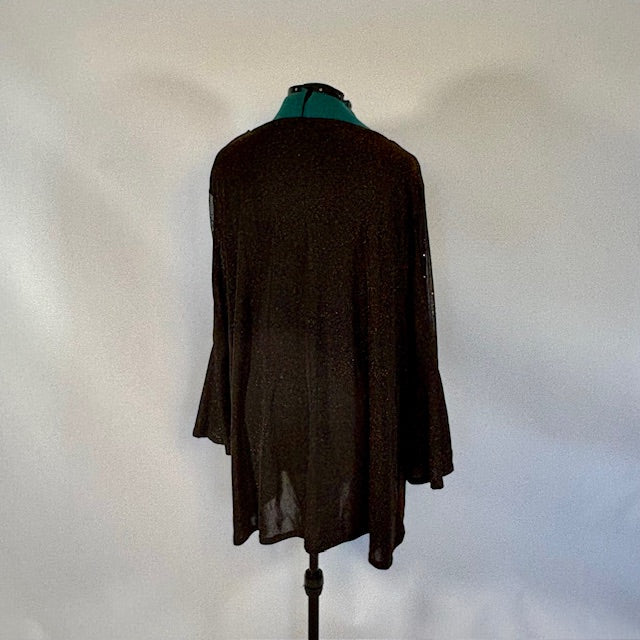 Vintage Evans Black and Gold Rhinestone Bell Sleeve Top