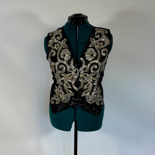 Vintage Black/ Gold/ Silver Beaded Vest