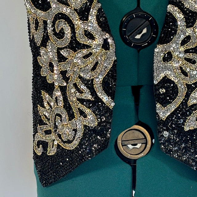 Vintage Black/ Gold/ Silver Beaded Vest
