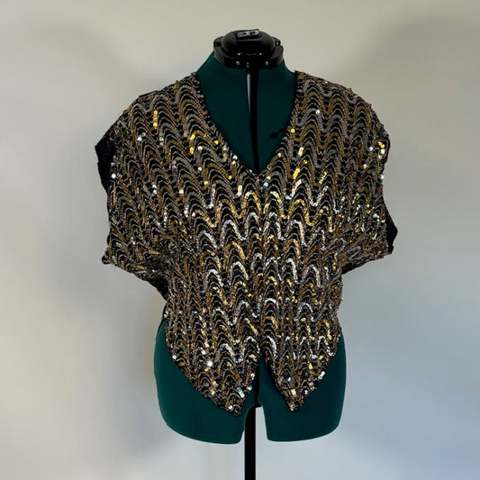 Vintage Black/ Gold/ Silver Sequin Top