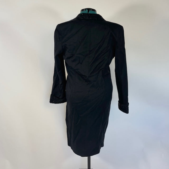 Vintage 100% Wool Black Beaded Blazer Dress