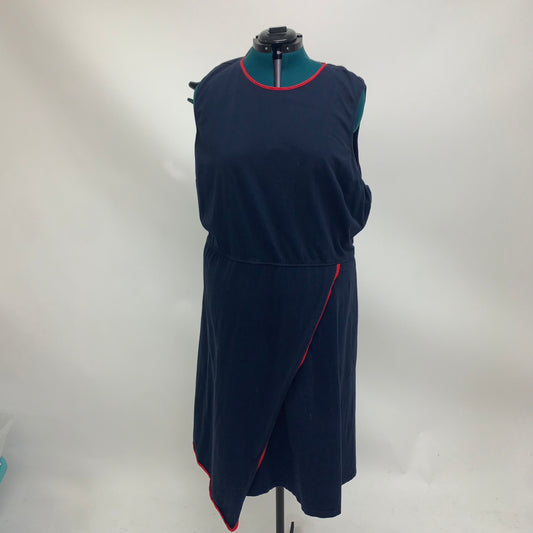 Navy Dress with Red Trim