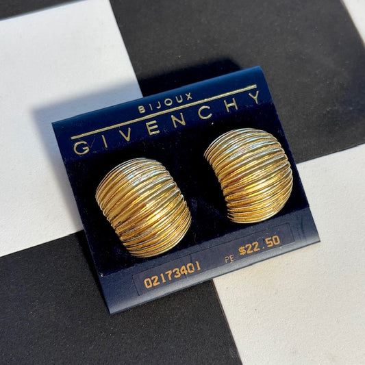 Deadstock 1980s Vintage Givenchy Textured Half Hoops