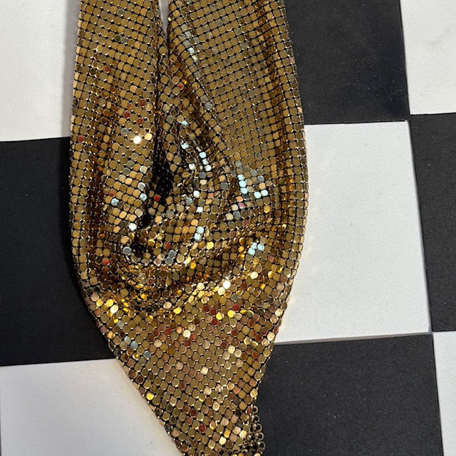 Vintage 70s Gold-Tone Chainmail Handkerchief Necklace